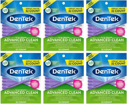 DenTek Advanced Clean Slim Brush Interdental Cleaners, 32 Count, Pack of 6