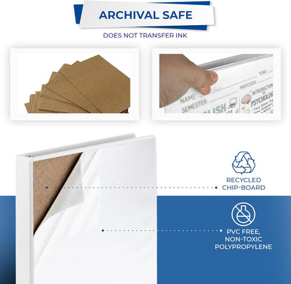 Samsill Durable 1 Inch D Ring Binder, Clear View Cover, White - view 6