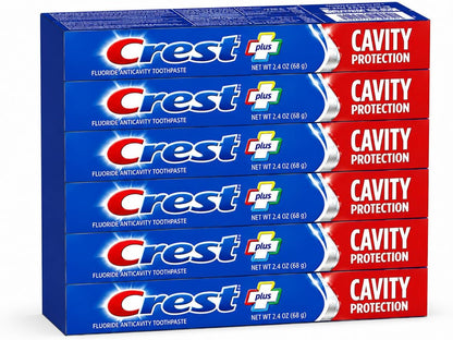 Crest Fluoride Anticavity Toothpaste, Regular Paste, 2.4 oz, Pack of 6