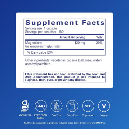 Pure Encapsulations Magnesium (Glycinate), 180 Capsules - view 2