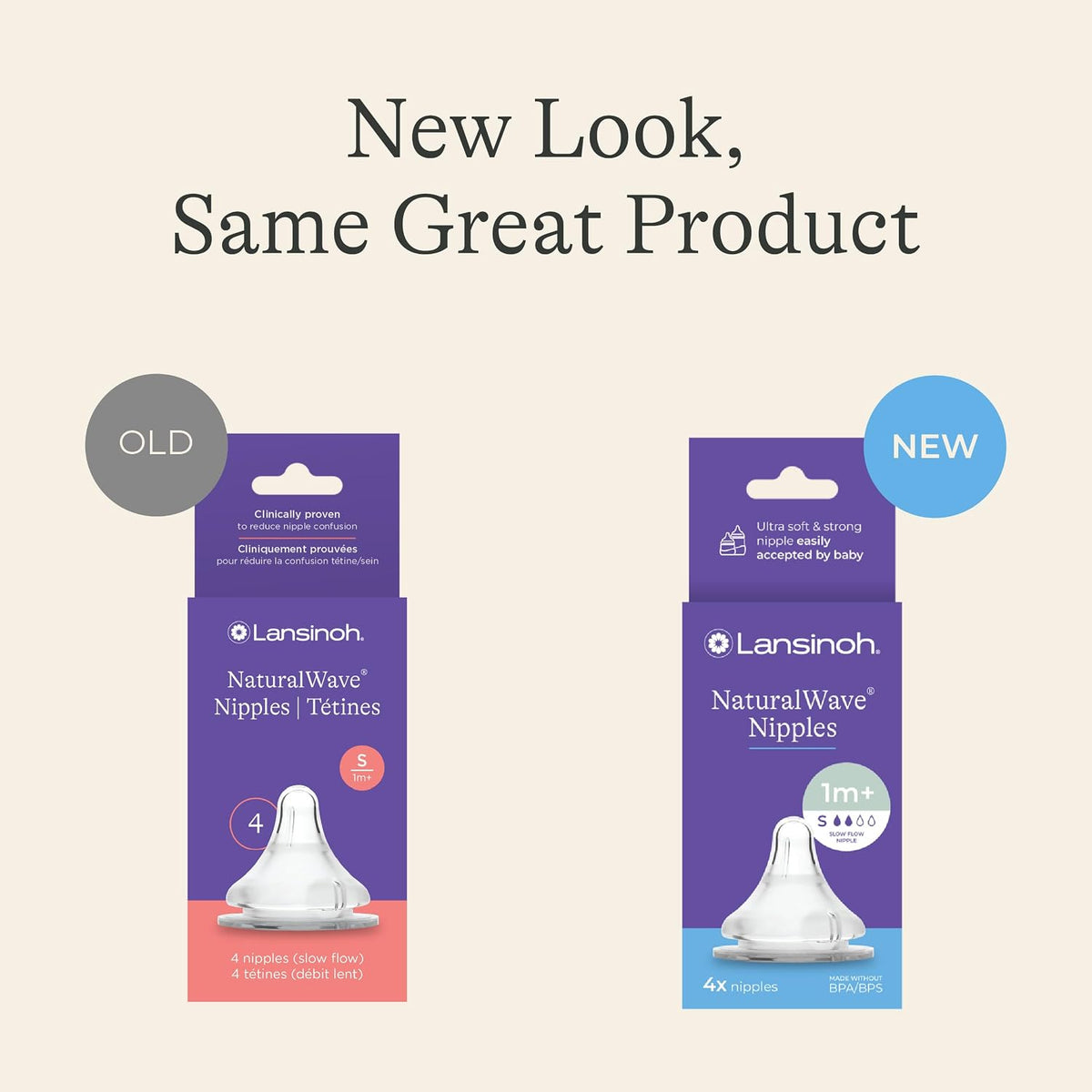 Lansinoh NaturalWave Baby Bottle Teats, Slow Flow (S), 4 Count — alternate product view