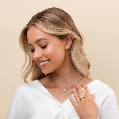 PAVOI 14K Gold Plated CZ Solitaire Choker Necklace - view 5