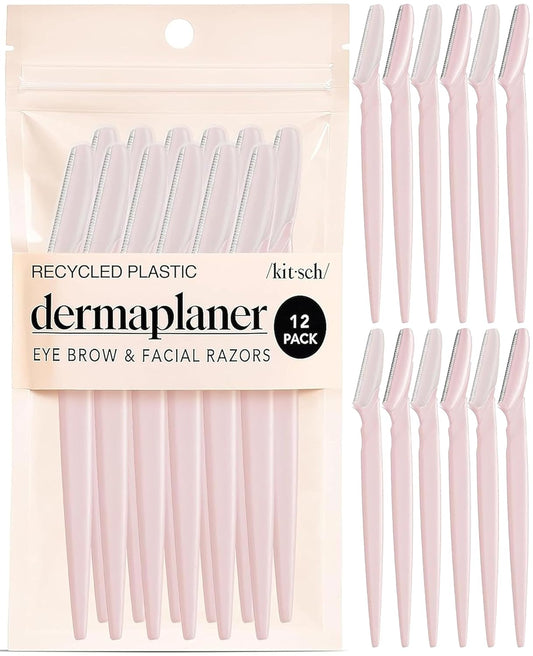 Kitsch Dermaplane Face Razors for Women, Blush, 12 Pieces