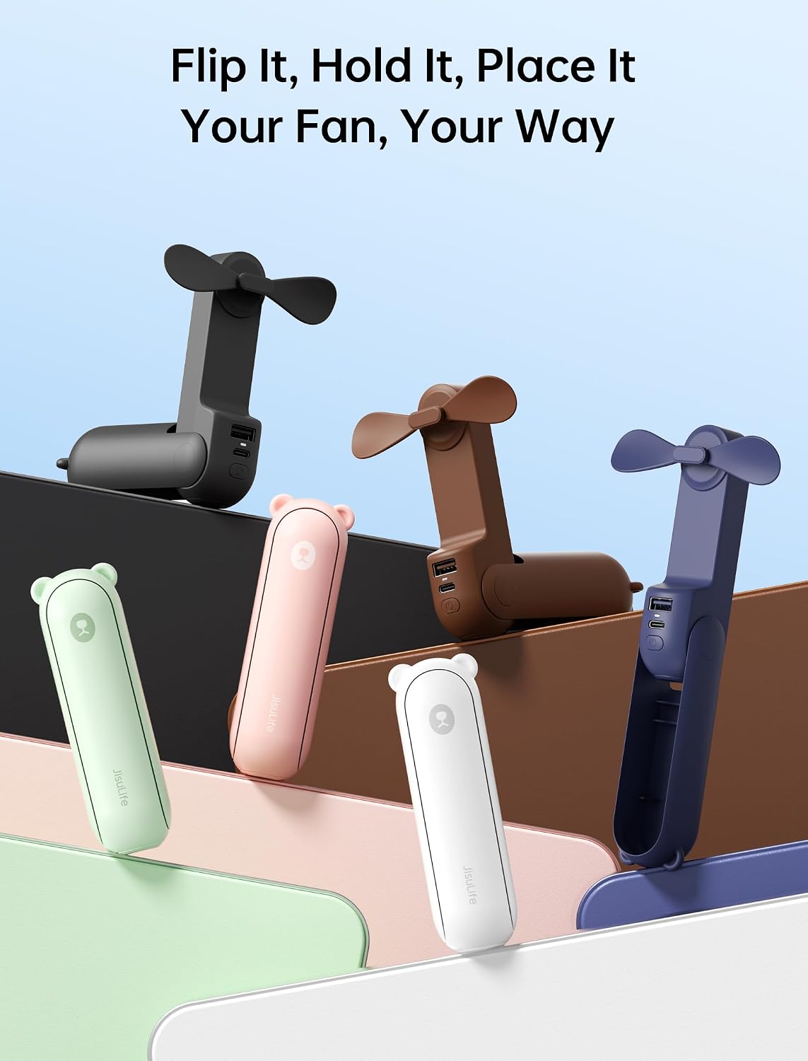 JISULIFE 3 in 1 Portable Fan with Power Bank and Flashlight - view 4