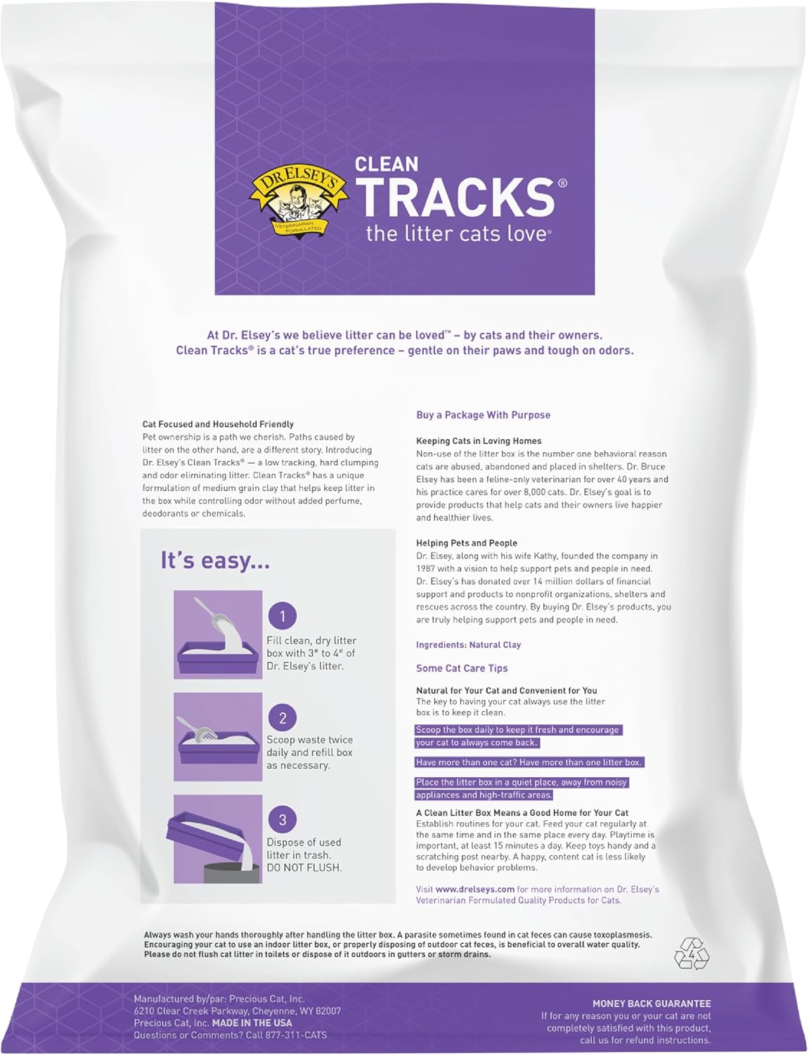 Dr. Elsey's Clean Tracks Clumping Clay Cat Litter, 18.1 kg (40 lb) — alternate product view