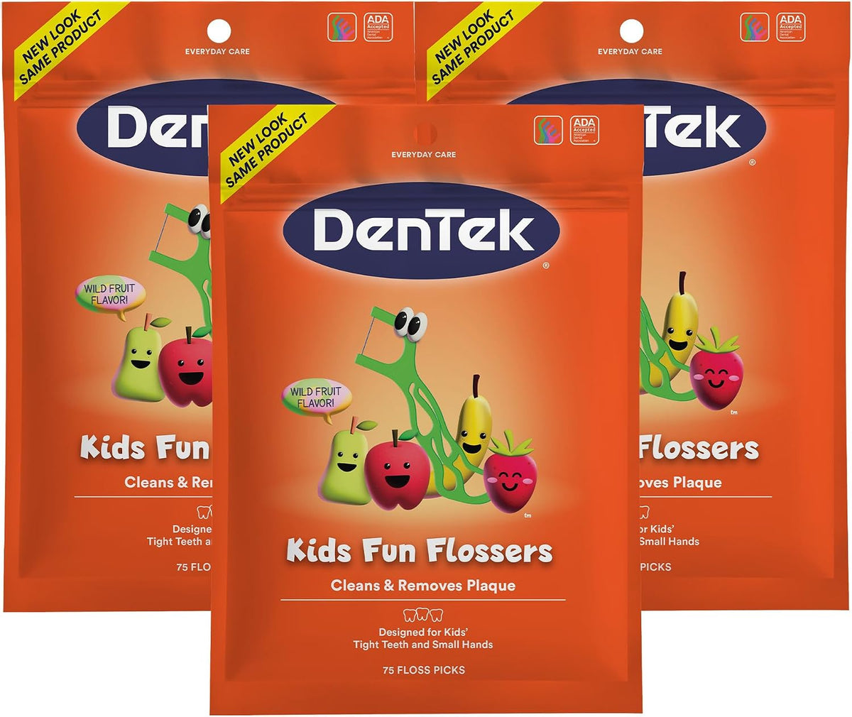 DenTek Kids Flossers Wild Fruit, 75 Count, Pack of 3 — product view