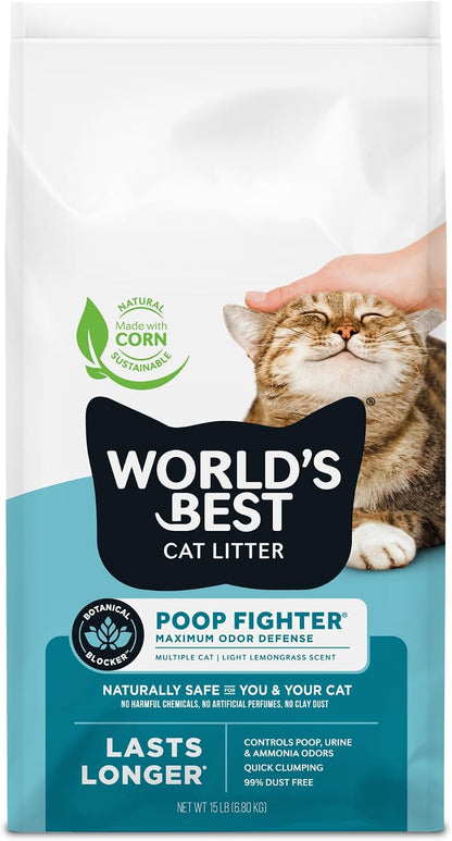 World's Best Cat Litter Poop Fighter Odour Defence, 15 lb