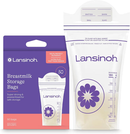 Lansinoh Breastmilk Storage Bags, 6 oz (180 ml), 50 Count