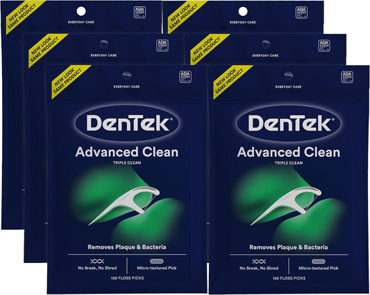 DenTek Advanced Clean Floss Picks Mint, 150 Count, Pack of 6