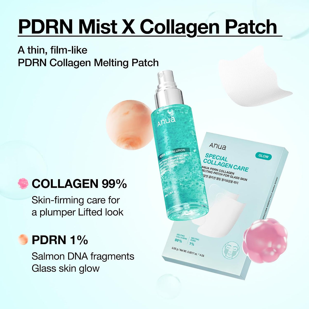 Anua Salmon DNA PDRN Collagen Melting Patch for Glass Skin (2 Pairs x 4) - view 3