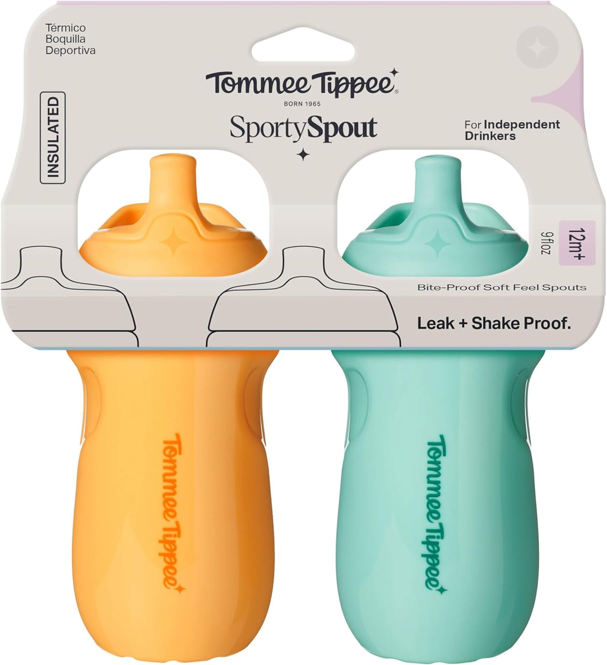 Tommee Tippee Insulated Sporty Spout Toddler Bottle 9oz, 2 Pack, Blue/Orange - view 6