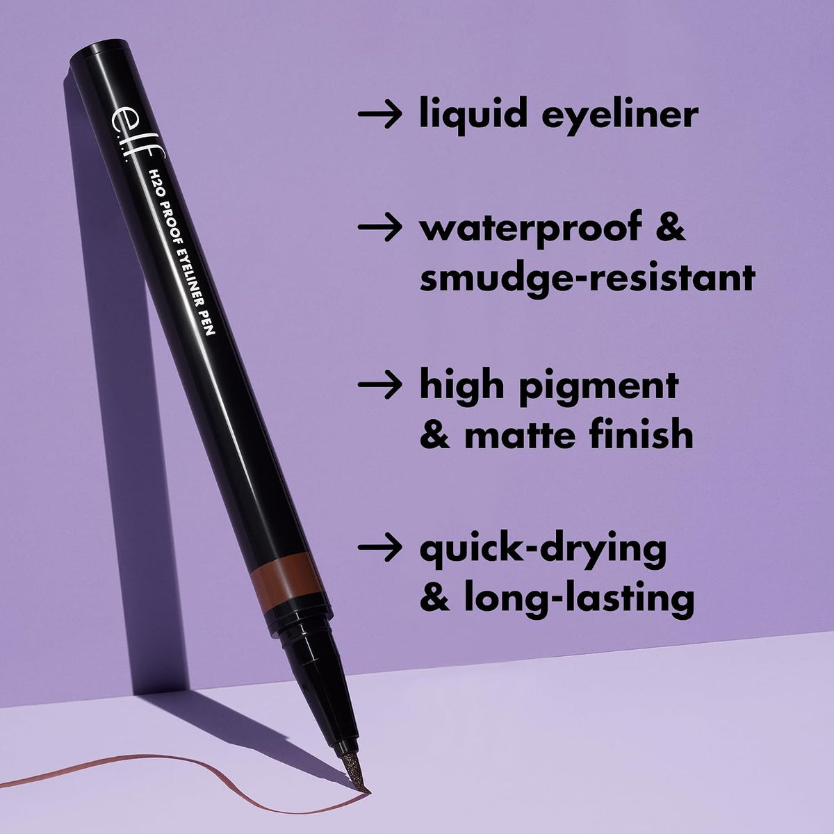 e.l.f. Intense H2O Proof Eyeliner Pen, Black, 0.7 ml (0.02 fl oz) — alternate product view