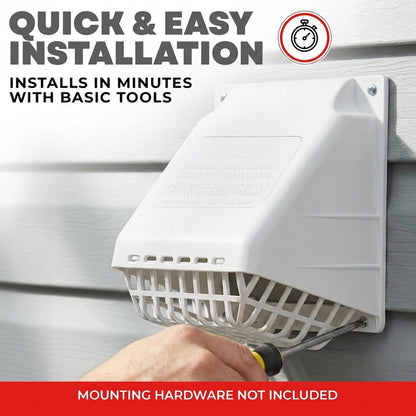 Deflecto 4-Inch Wide Mouth Dryer Vent Hood with Removable Bird Guard, White - view 5