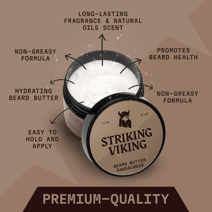 Striking Viking Beard Butter for Men, Sandalwood Scent, 4 oz - view 2
