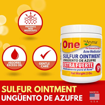 Arymar Sulfur Ointment 9% Acne Spot Treatment for Face and Body 2oz - USA in UK