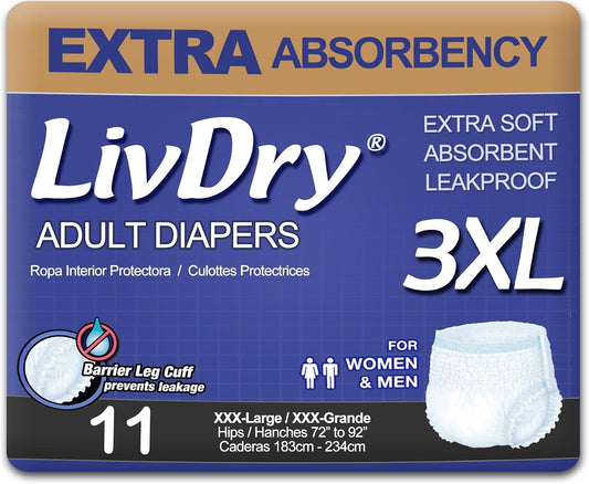 LivDry 3XL Adult Incontinence Underwear XXX-Large 11 Count