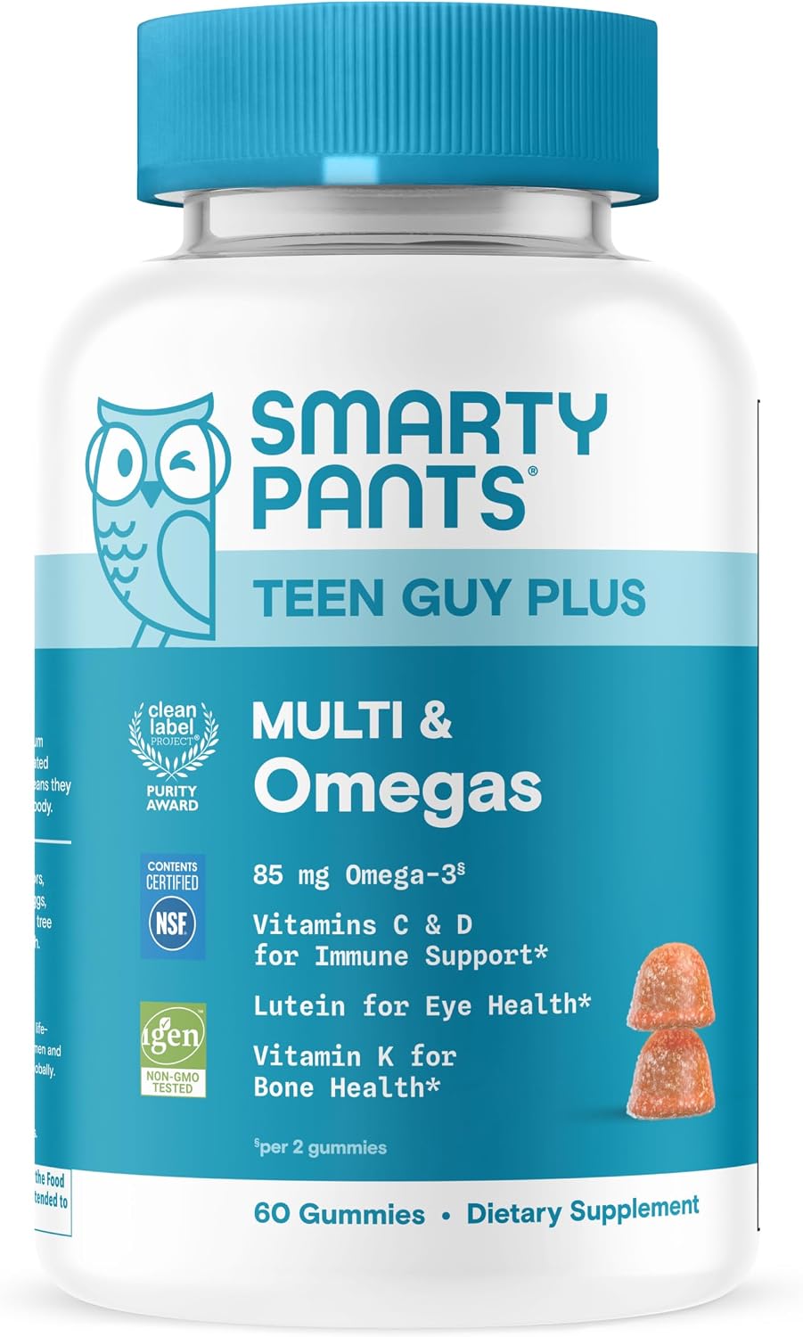 SmartyPants Teen Guy Plus Multivitamin Gummies, Vitamin D, Omega 3, 60 Count — product view