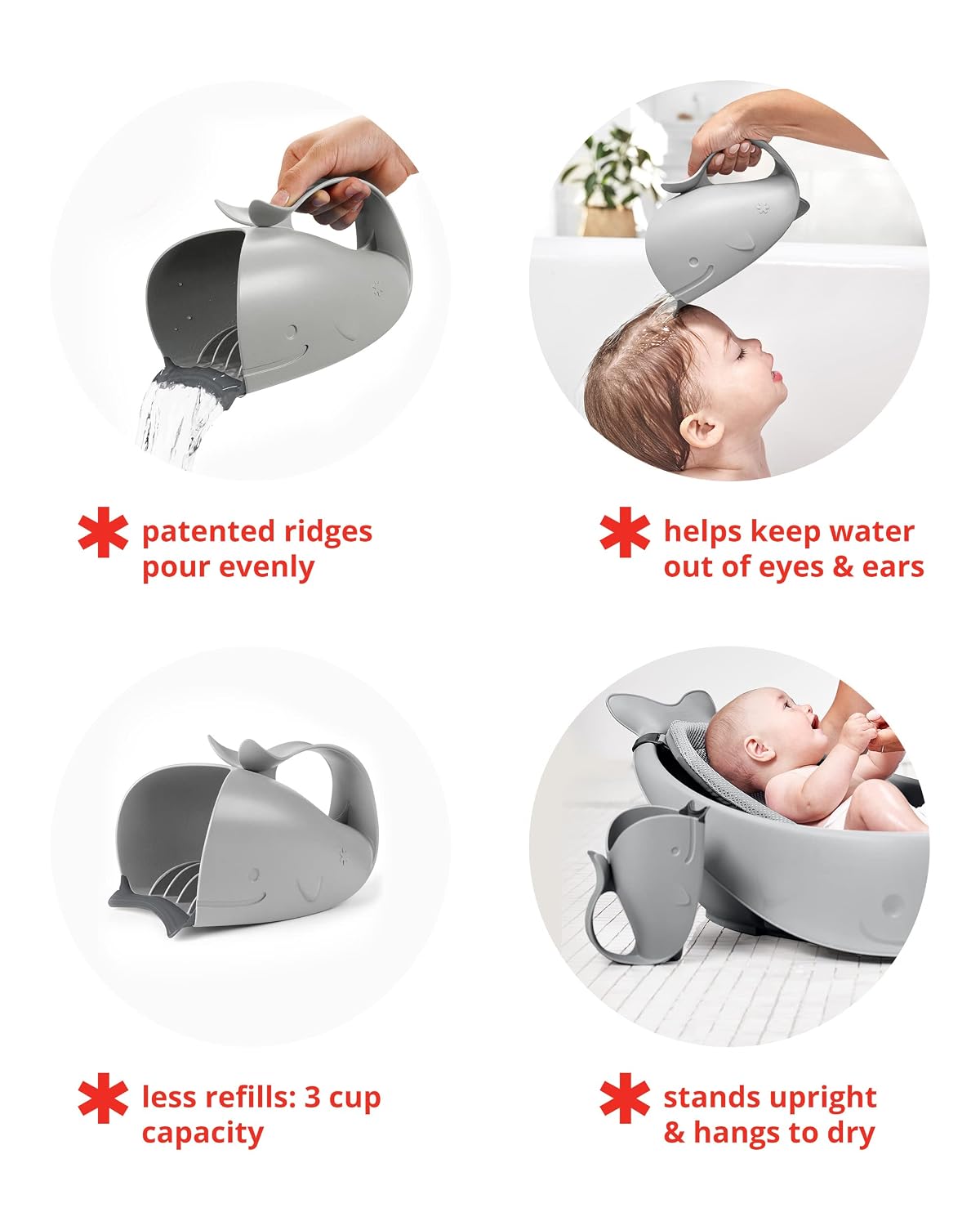 Skip Hop Moby Baby Bath Rinse Cup, Grey, Age 0+ - view 3