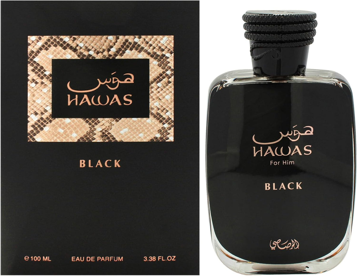 Rasasi Hawas Black Eau de Parfum Spray for Men, 3.38 oz — product view