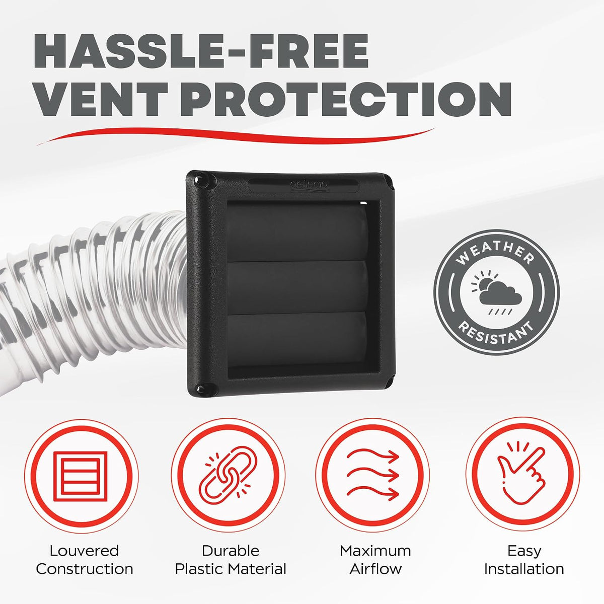 Deflecto 4-Inch Outdoor Dryer Vent Cover with Louvered Damper, Black - view 3