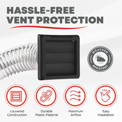Deflecto 4-Inch Outdoor Dryer Vent Cover with Louvered Damper, Black - view 3