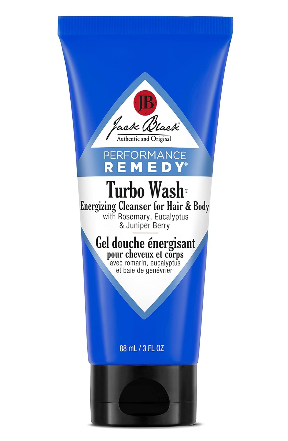 Jack Black Turbo Wash Energizing 2-in-1 Body Wash & Shampoo, 3 Fl Oz (90 ml)