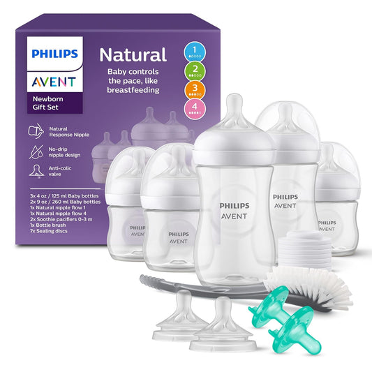 Philips Avent Natural Response Newborn Gift Set, 5 Bottles and 2 Soothie Dummies