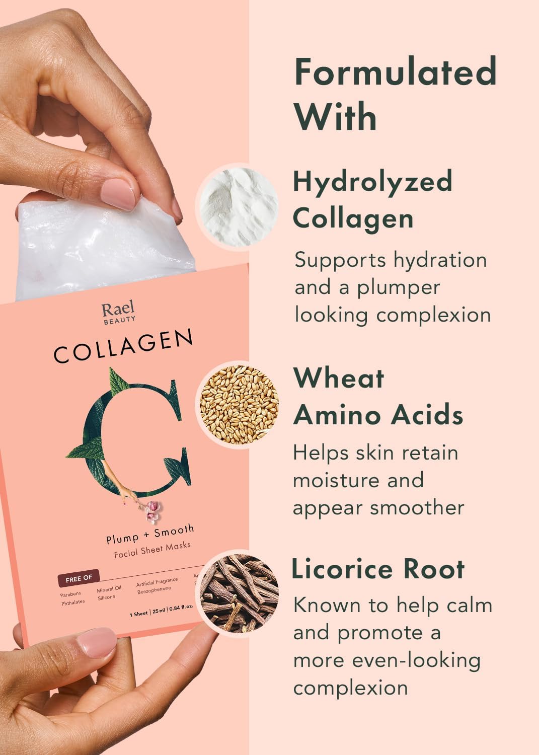 Rael Collagen Face Sheet Masks, Plumping & Smoothing, 5 Sheets - view 3