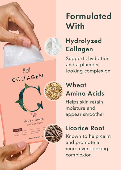Rael Collagen Face Sheet Masks, Plumping & Smoothing, 5 Sheets - view 3