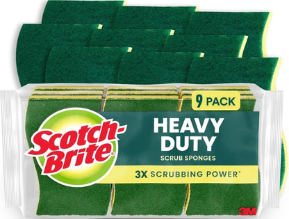 Scotch-Brite Heavy Duty Scrub Sponges, Pack of 9