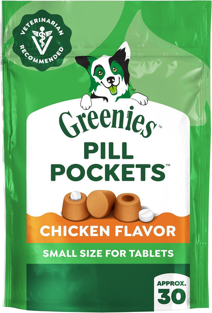 Greenies Pill Pockets for Dogs, Small, Chicken, 30 Treats (3.2 oz)