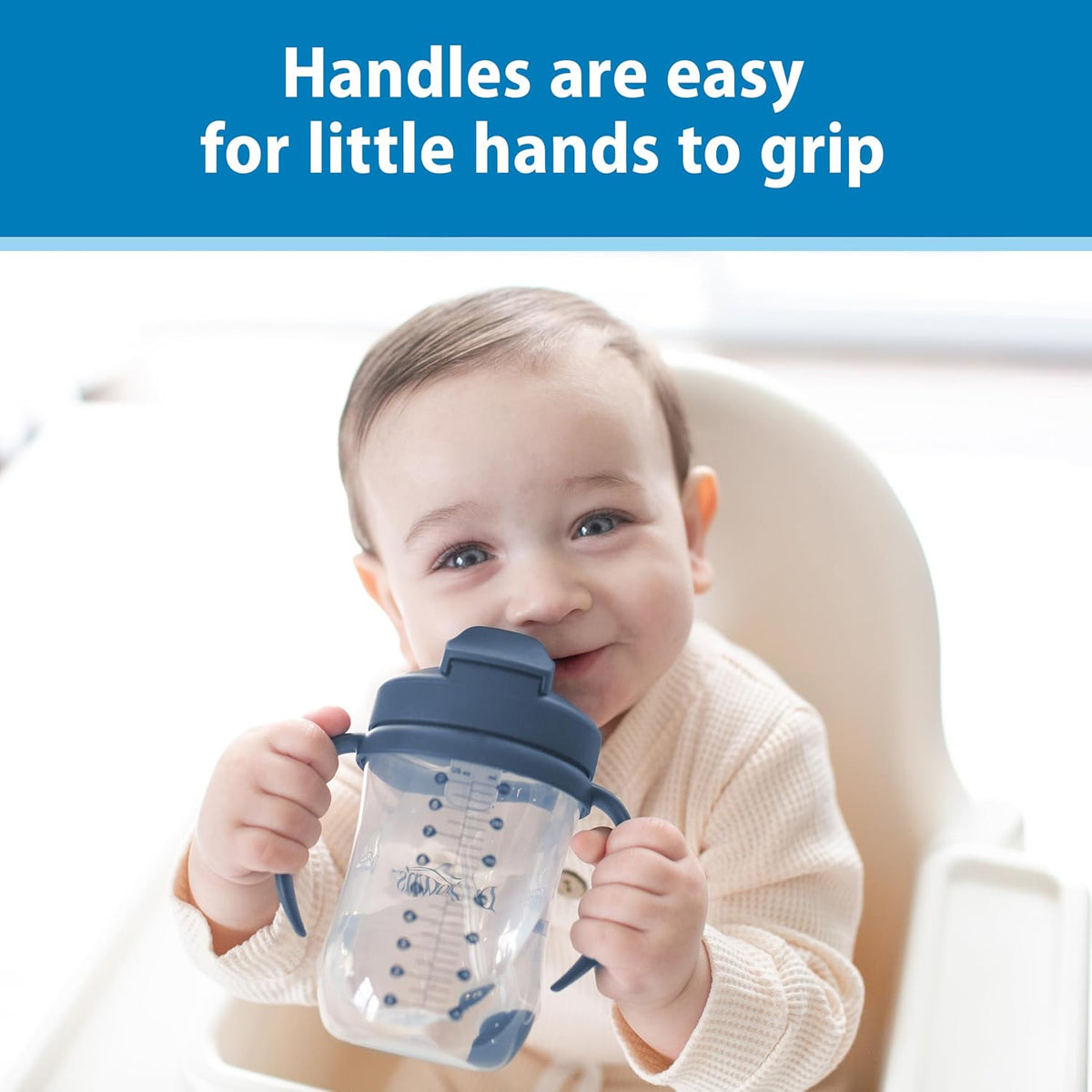 Dr. Brown's Milestones Baby's First Straw Cup 270ml, Blue, 1-Pack - view 2