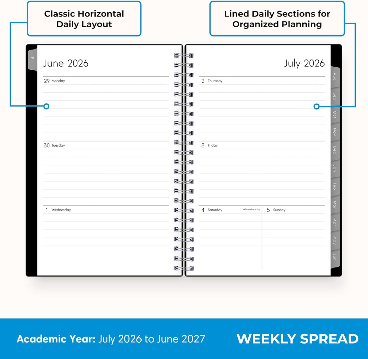 Blue Sky 2026-2027 Weekly and Monthly Academic Planner, 5 x 8 Inch - view 3