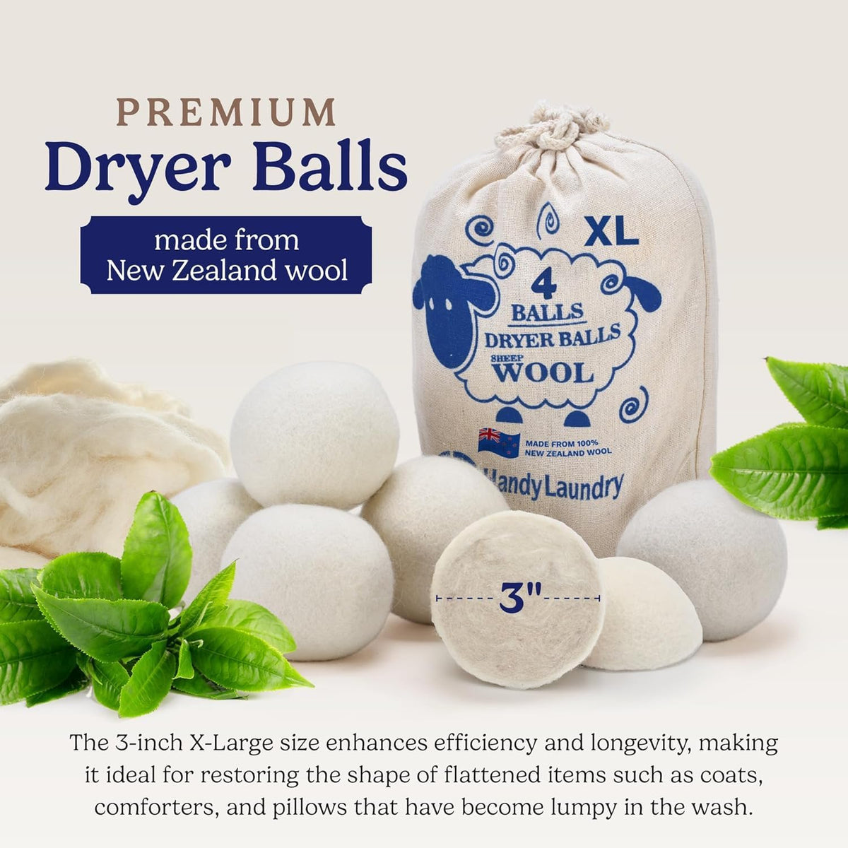Handy Laundry Wool Dryer Balls, Pack of 6, Reusable — alternate product view