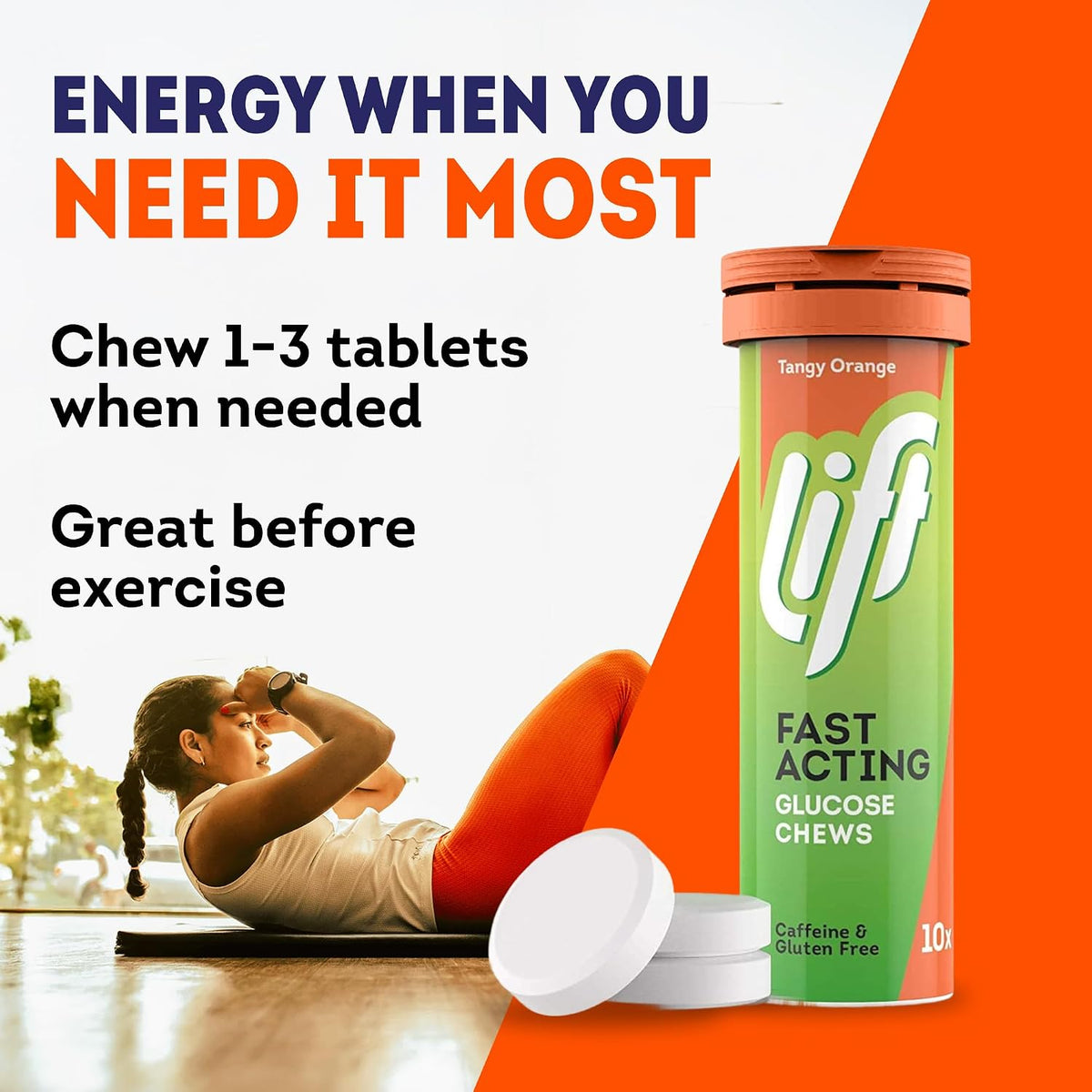 Lift Glucose Chewable Tablets, Orange, 10 Count, Pack of 12 - view 4