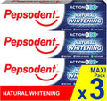 Pepsodent Natural Whitening Fluoride and Calcium Toothpaste 75 ml (2.5 fl oz), Pack of 3