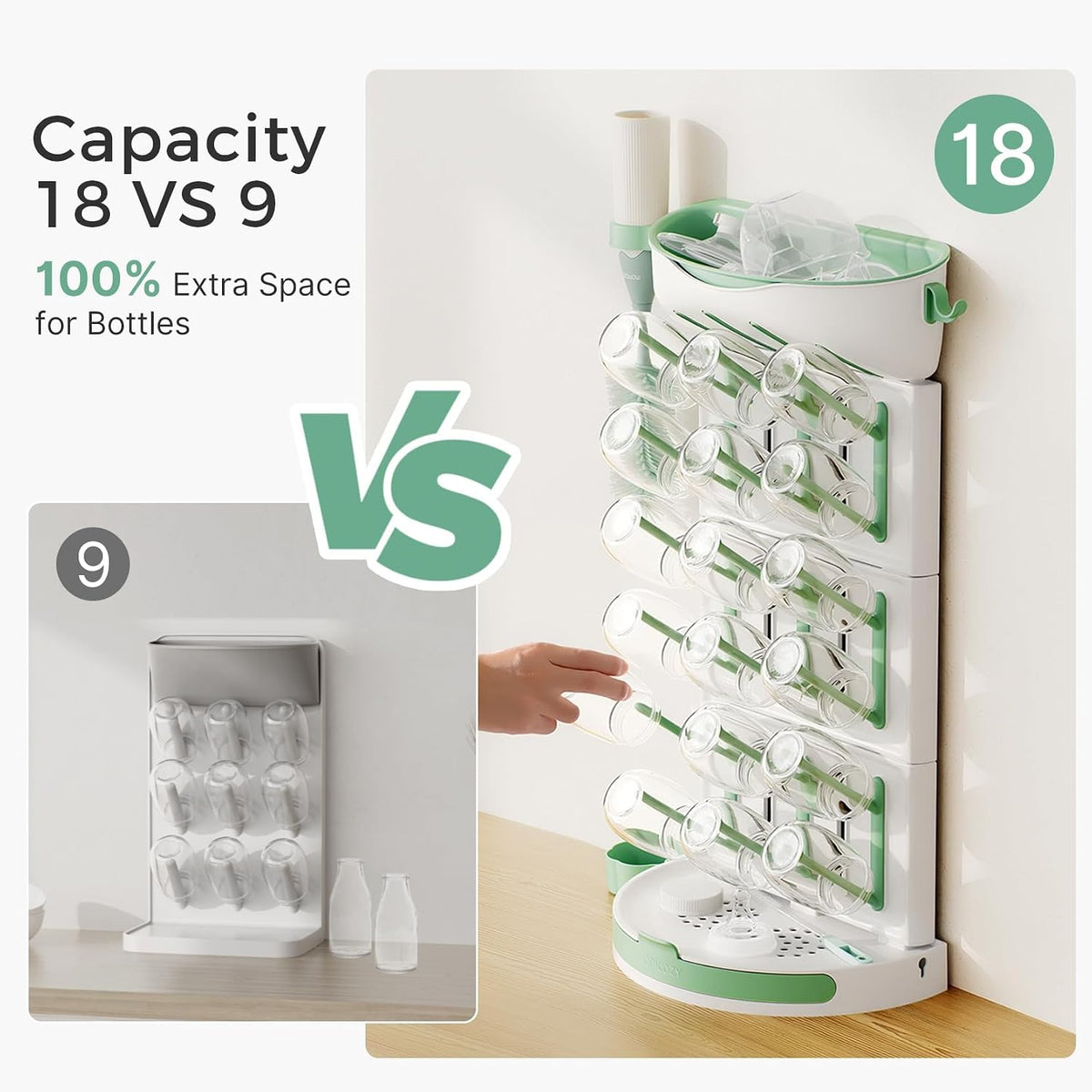 Momcozy Baby Bottle Drying Rack, Holds 18 Bottles - view 3