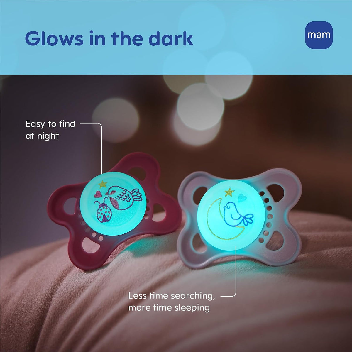 MAM Original Dummies 0-6 Months, Glow in the Dark, 4 Pack - view 4