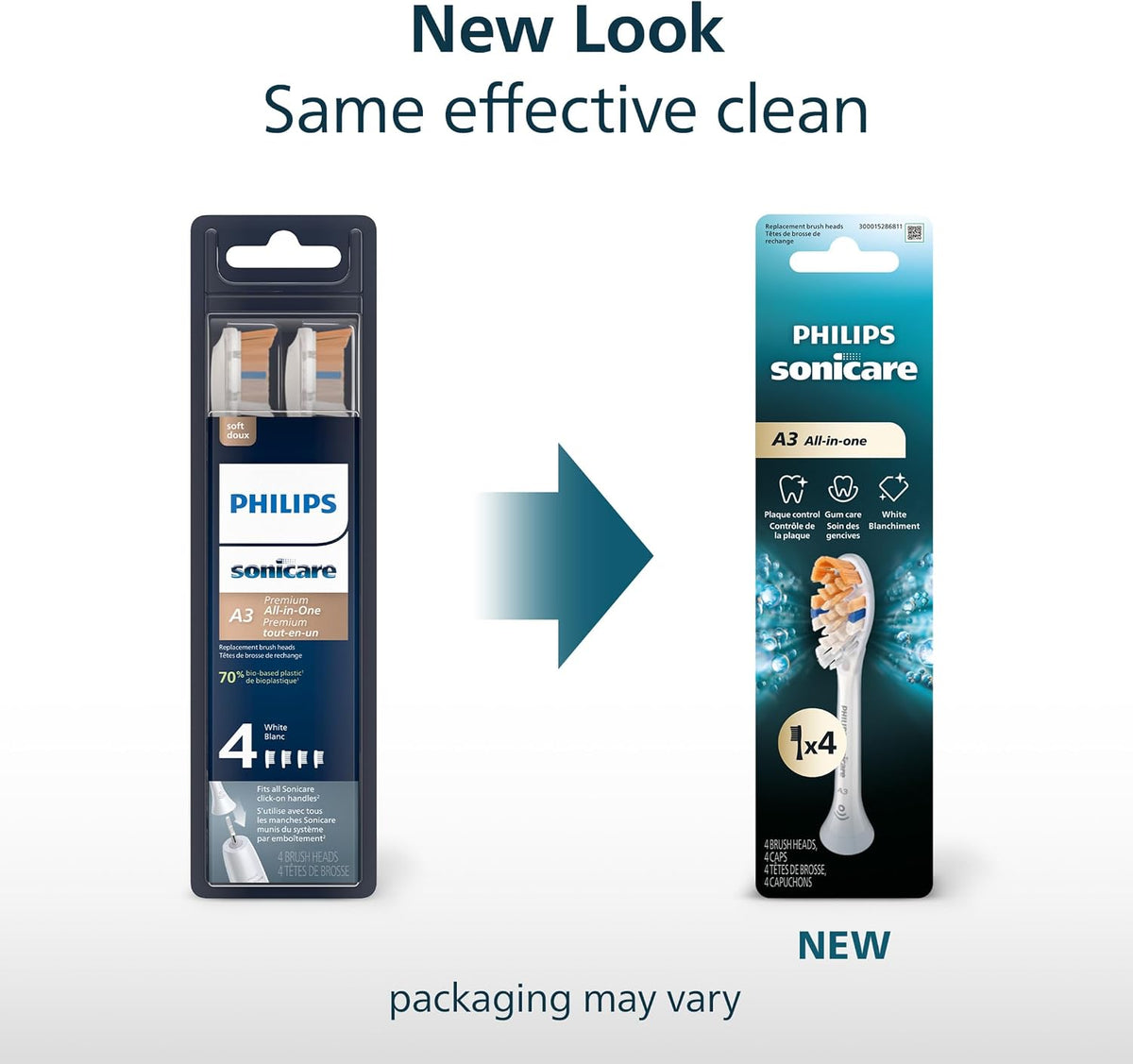 Philips Sonicare A3 All-in-One Brush Heads, 4 Pack, White — alternate product view
