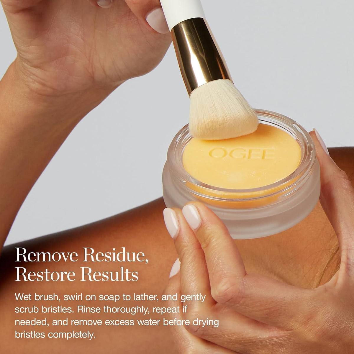 Ogee Brush Wash Bar, Makeup Brush Cleanser in Reusable Jar - view 2