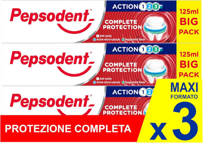 Pepsodent Complete Protection Toothpaste, 3 x 125 ml