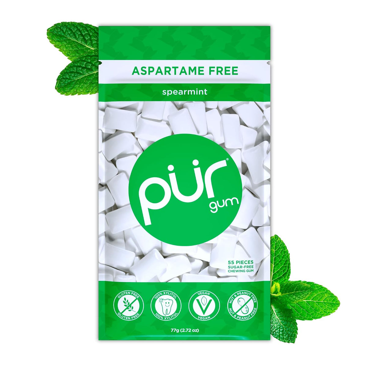 PUR Gum Spearmint Sugar-Free Xylitol Chewing Gum, 55 Count — product view