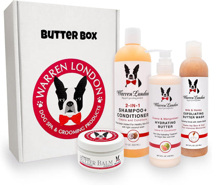 Warren London Butter Box Dog Grooming Gift Set, 4 Products