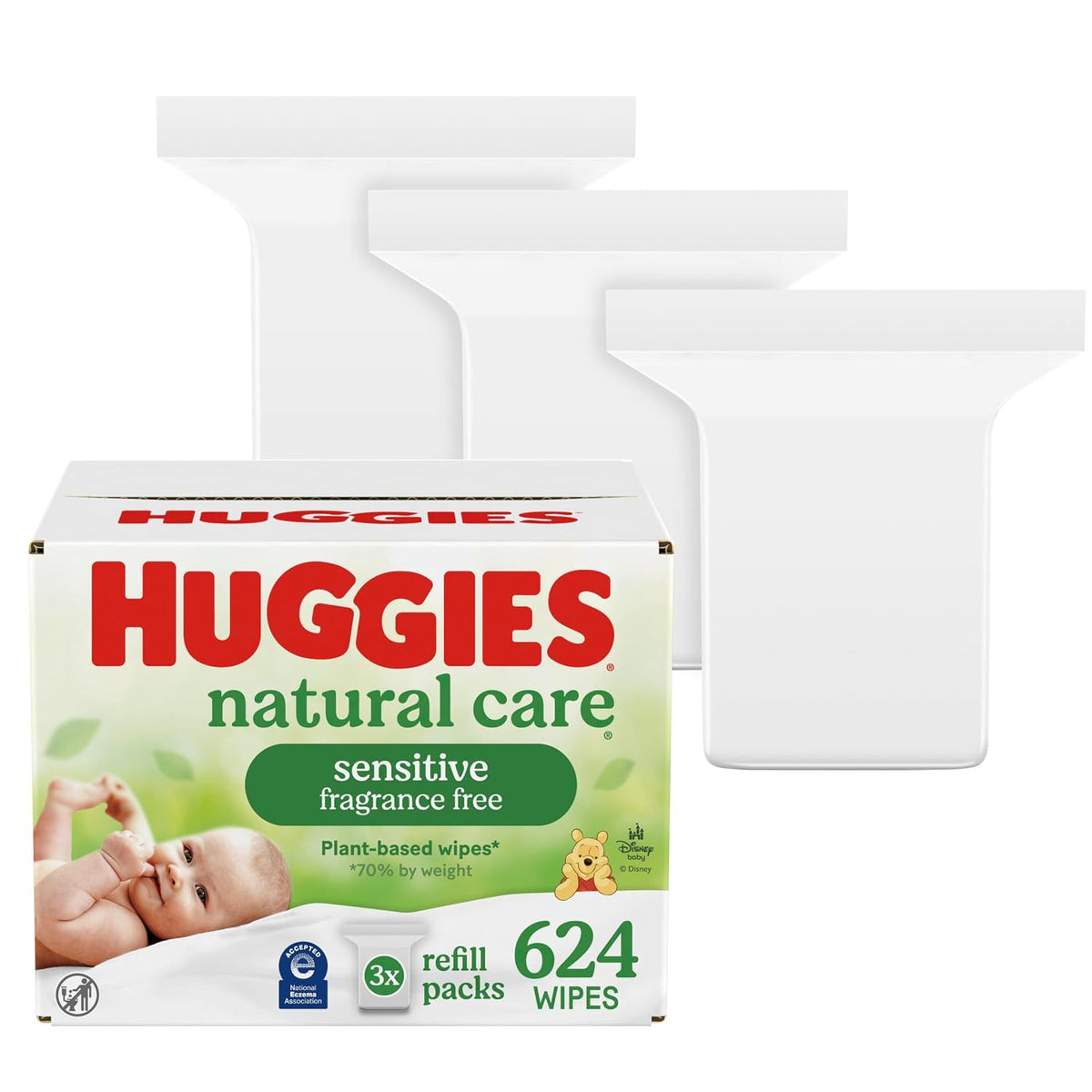 Huggies Natural Care Sensitive Baby Wipes, Unscented, 624 Wipes (3 Refill Packs) — product view