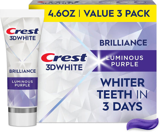 Crest 3D White Brilliance Luminous Purple Toothpaste, 5 oz (140 g), Pack of 3