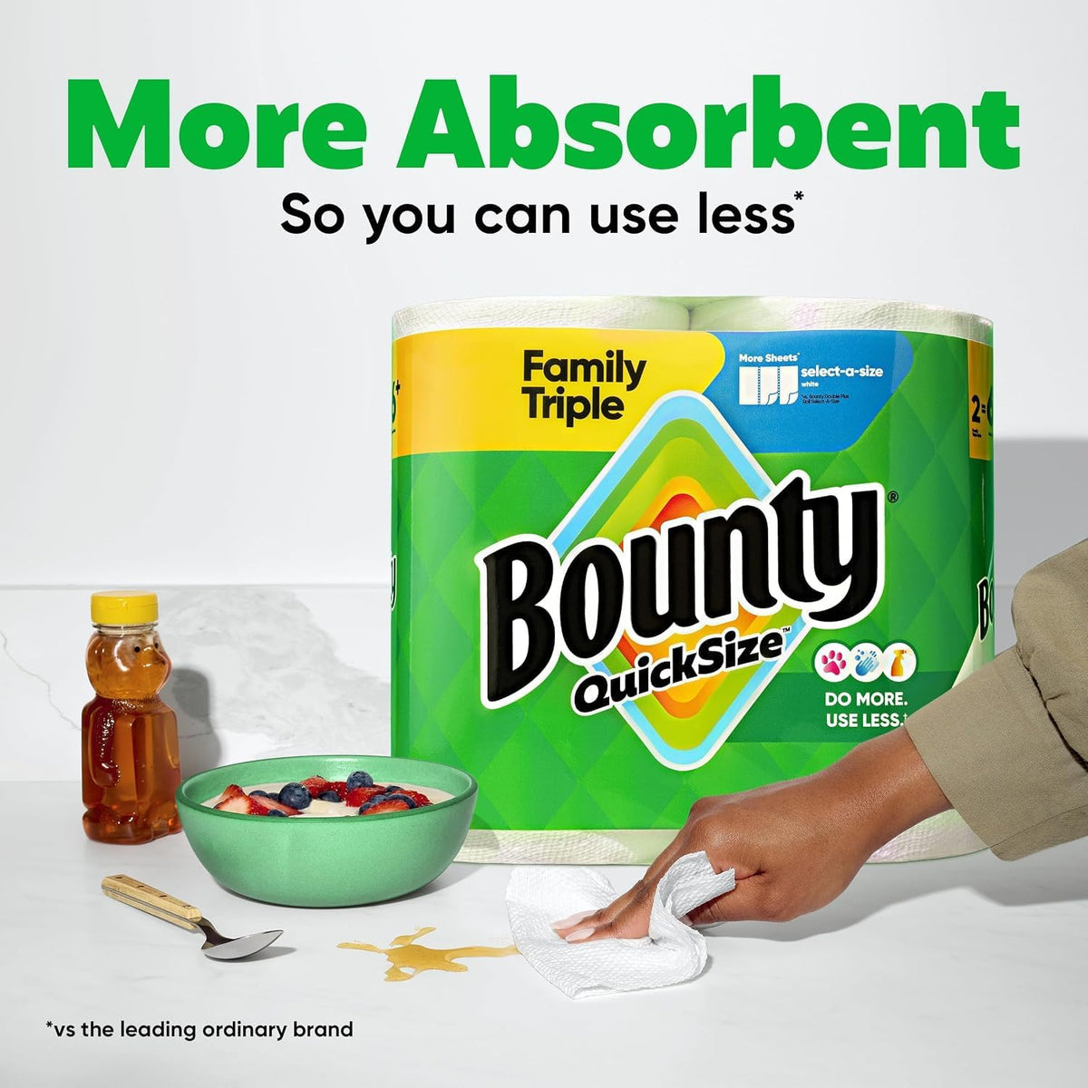 Bounty Quick-Size Paper Towels, White, 12 Family Triple Rolls - view 6