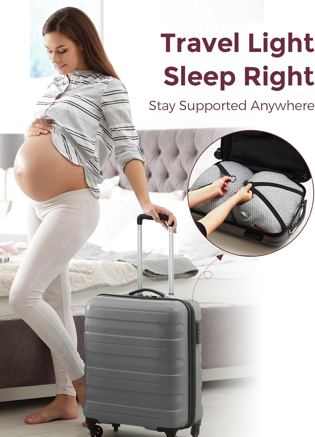 Momcozy Portable W-Shaped Pregnancy Pillow, Adjustable - view 3