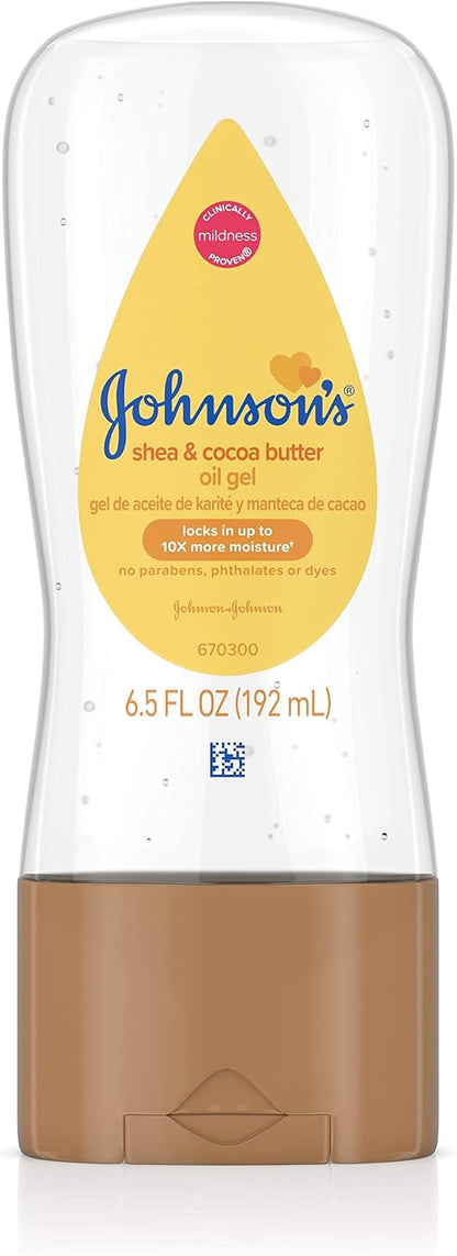 Johnson's Baby Oil Gel with Shea and Cocoa Butter, 185 ml (6.5 fl oz)