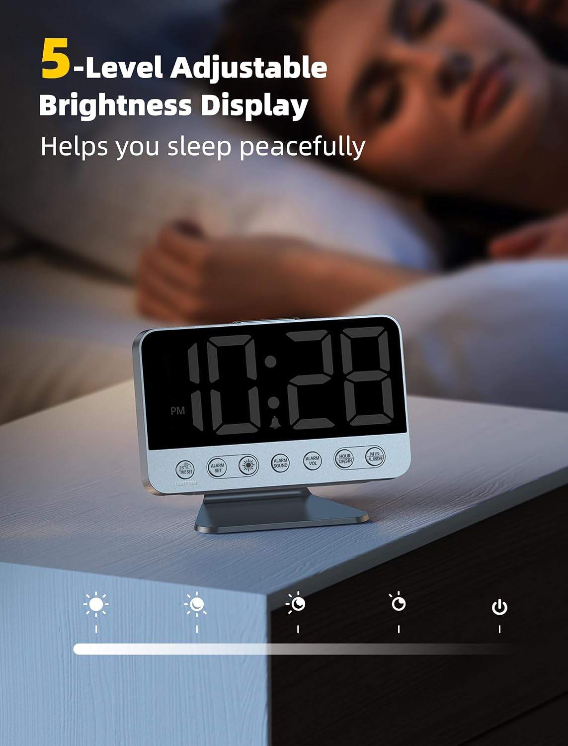 Odokee Digital Alarm Clock with USB Charging Port and Night Light - view 4