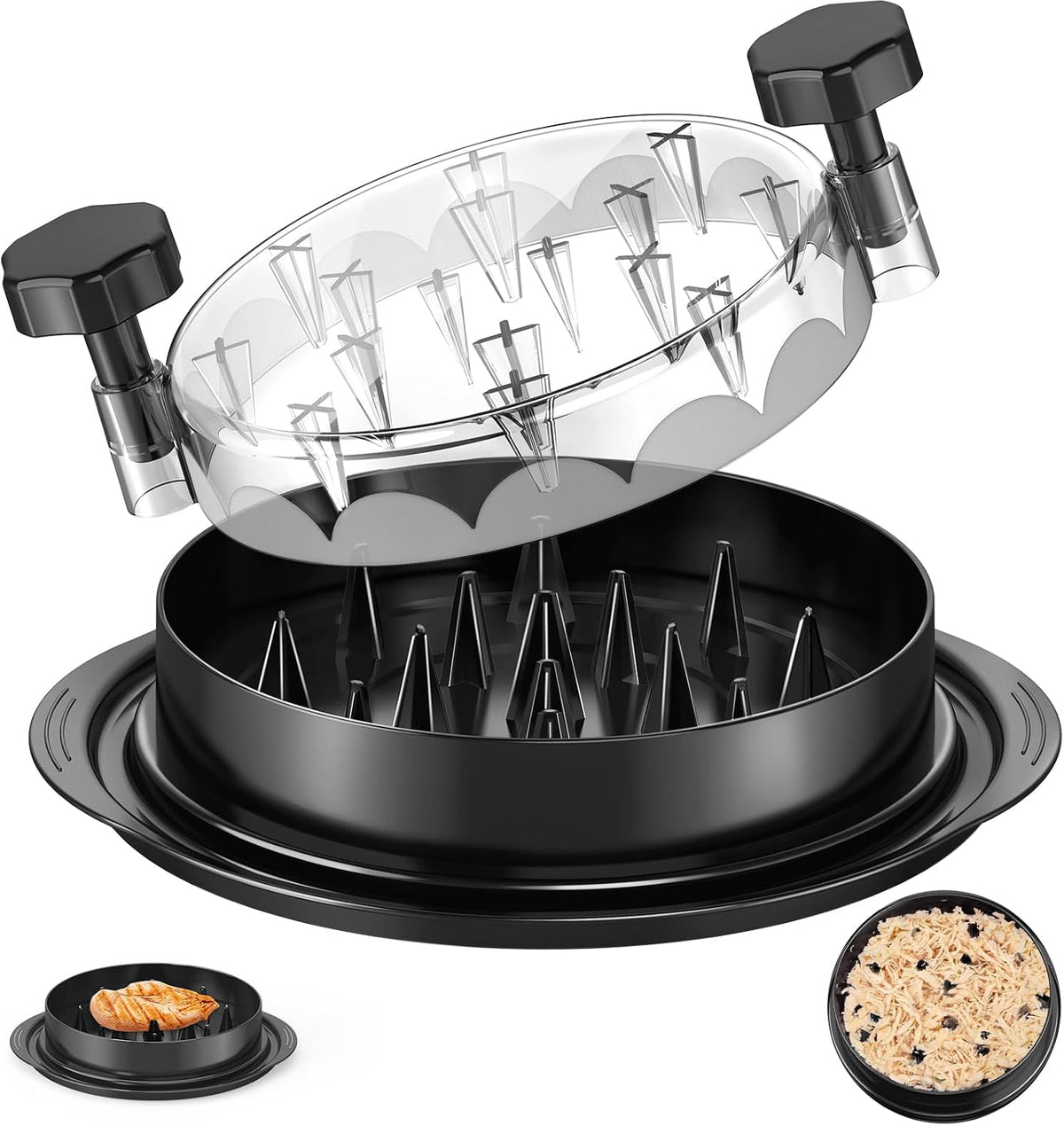 SoulLife Chicken Shredder Tool, 8 Inch, Black with Clear Lid